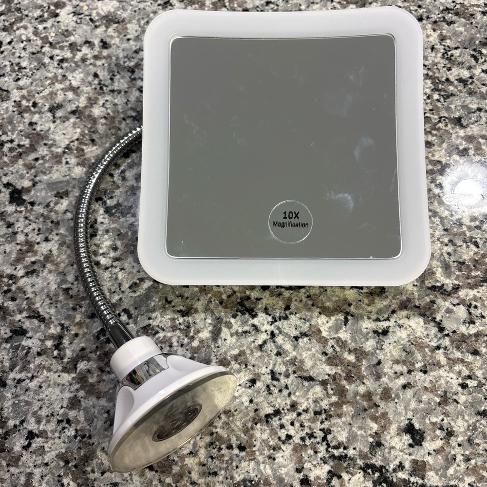 SOLD White Magnifying Mirror with Suction Cup